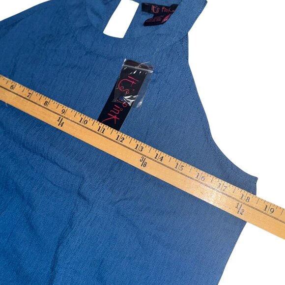 Sleeveless Blue Blouse With Lace Trim Womens M - Picture 4 of 5